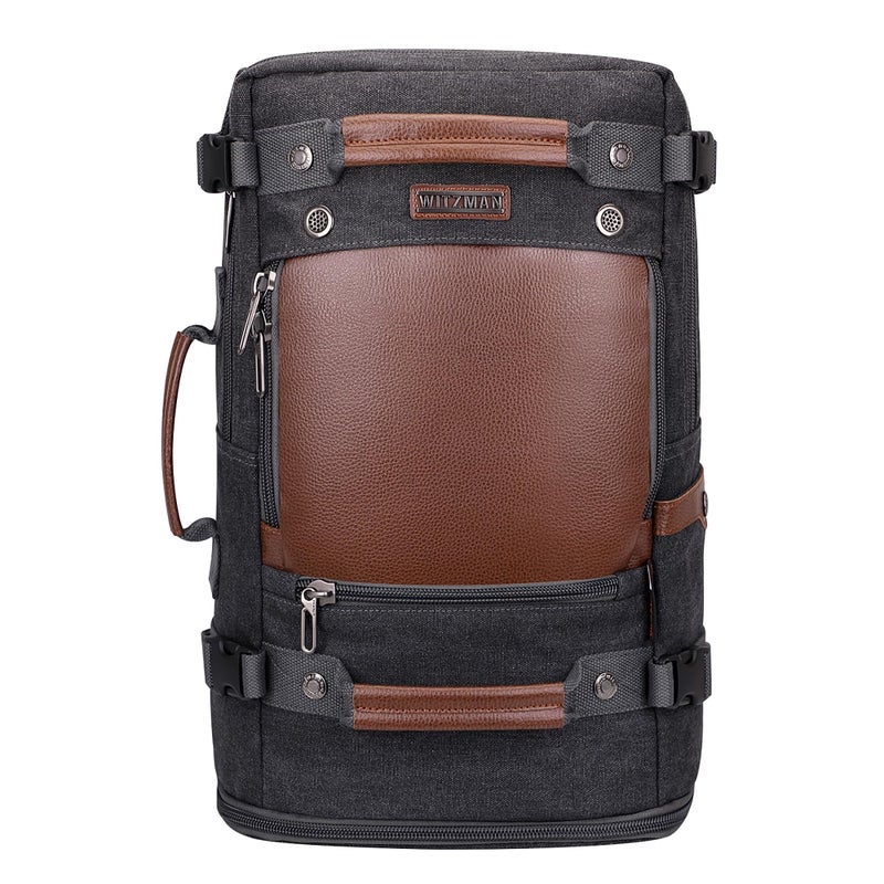WITZMAN Travel Backpack for Men Women Carry on Luggage Backpack Canvas Rucksack Duffel bag with Shoe Compartmentï¼ˆA2020 blackï¼‰ - Image 2